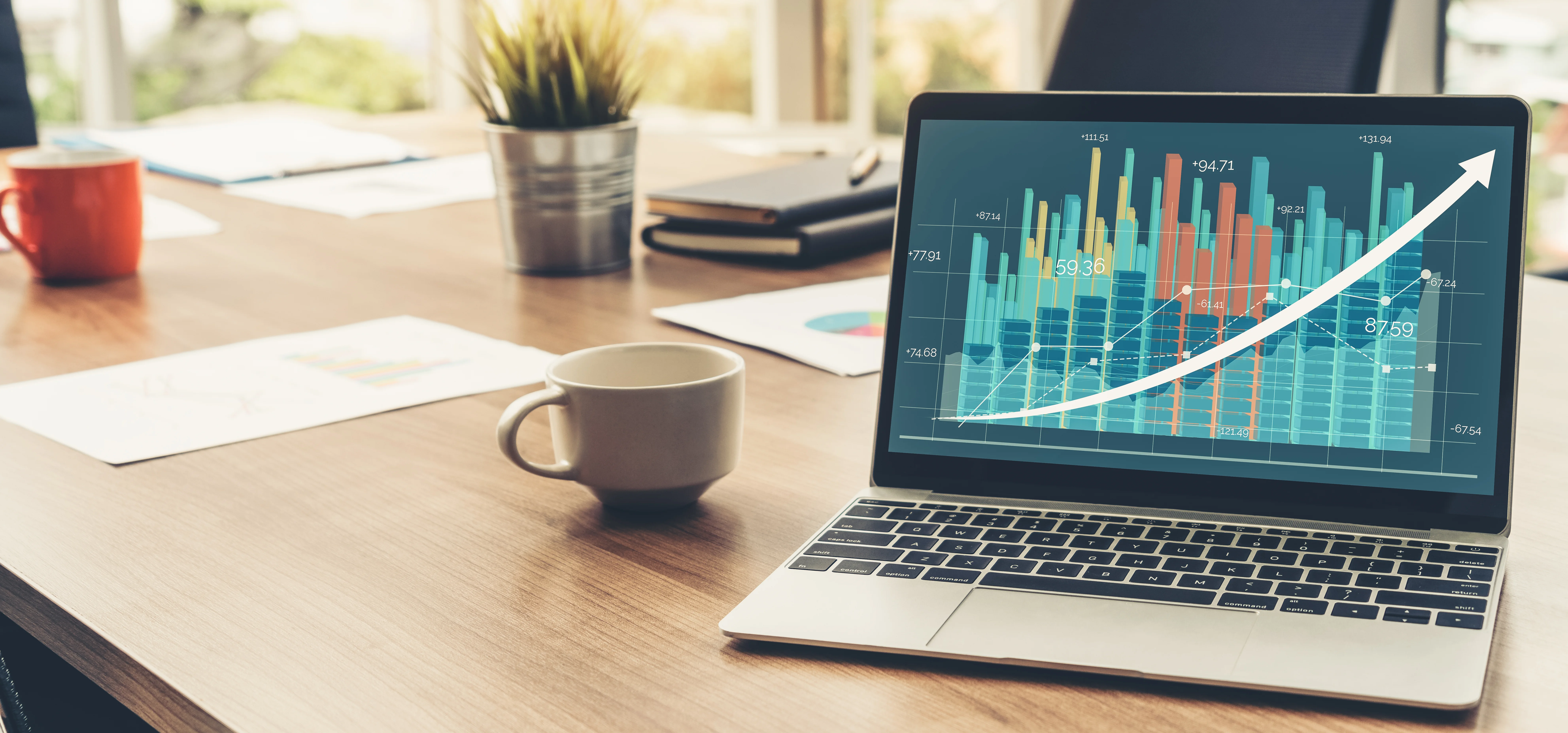SEO progress made visible on laptop showing refurbished IT hardware ranking results and analytics dashboard